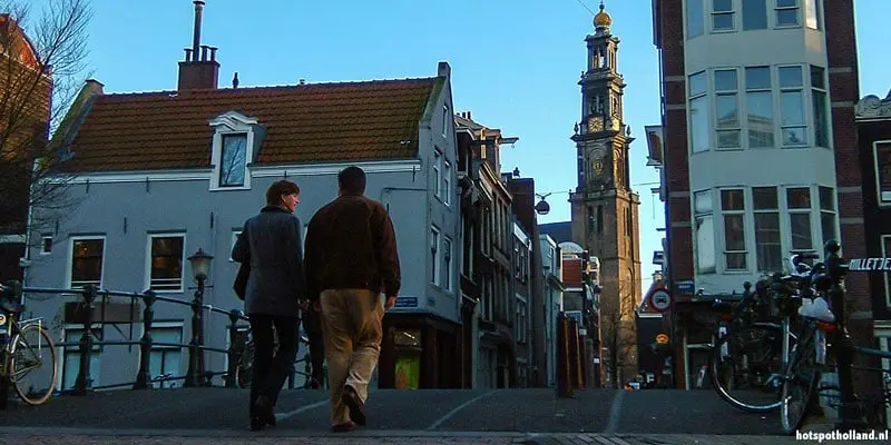 Overzicht met de filmlocaties van TV Serie Baantjer Zicht op de Westertoren, uit het voorfilmpje van Baantjer