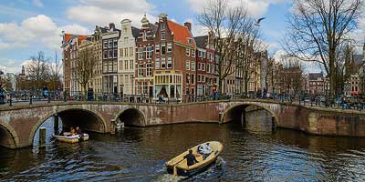 The famous canals in Amsterdam