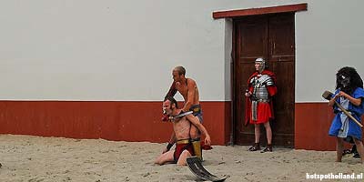 Gladiatoren gevecht in de Arena van het Archeon