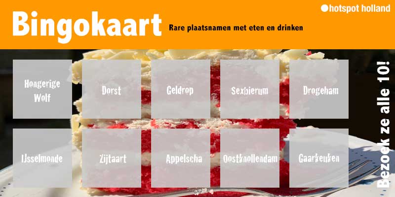 Eten met plaatsnamen Bingokaart Eten met plaatsnamen Bingokaart