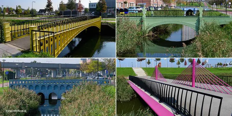 De bruggen van de Euro bankbiljetten bestaan echt!. Je vindt ze in Spijkenisse, omgeving Rotterdam De bruggen van de Euro bankbiljetten in Spijkenisse