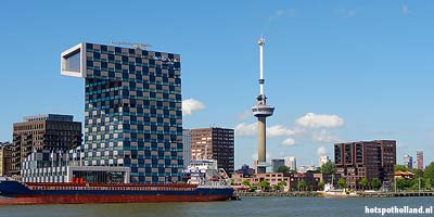 The Euromast in Rotterdam as seen from the Maas river