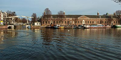 Hermitage at the Amstel river in the city center of Amsterdam