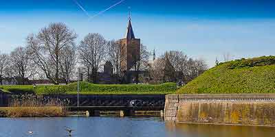 The impressive walls of the historical fortress town of Naarden