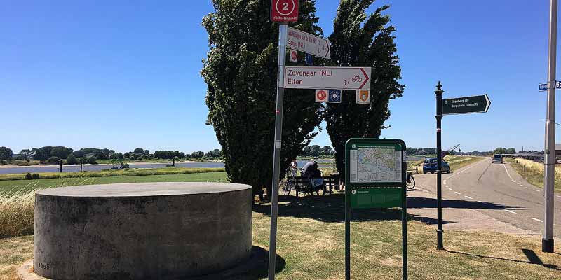 Und so weiter monument at the border where the Rhine enters the Netherlands, near Spijk